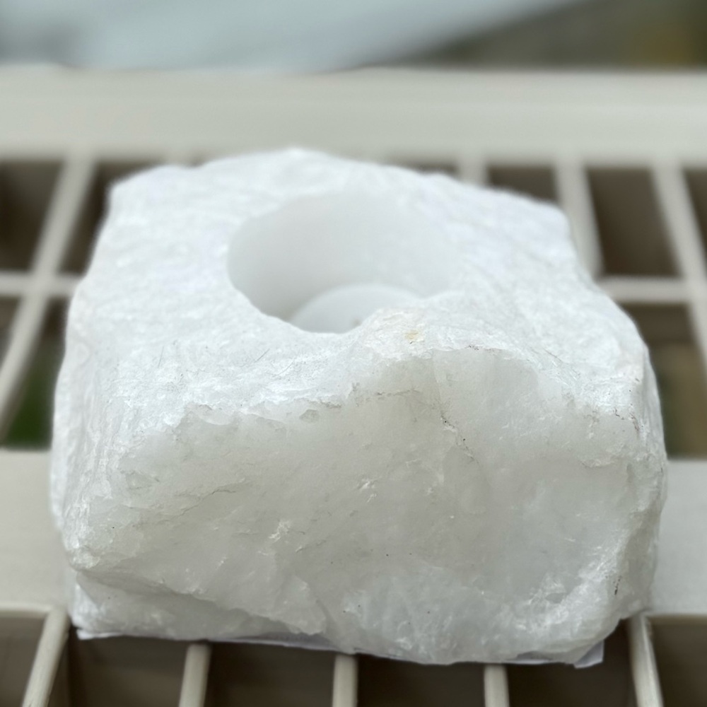 Elegant White Stone Candle Holder
